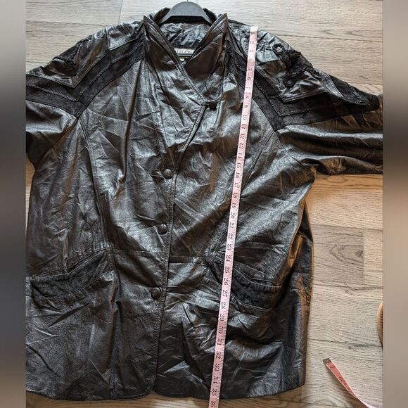 Vintage 80s Genuine Leather Traditional Trends 3X Coat Jacket - Picture 5 of 16